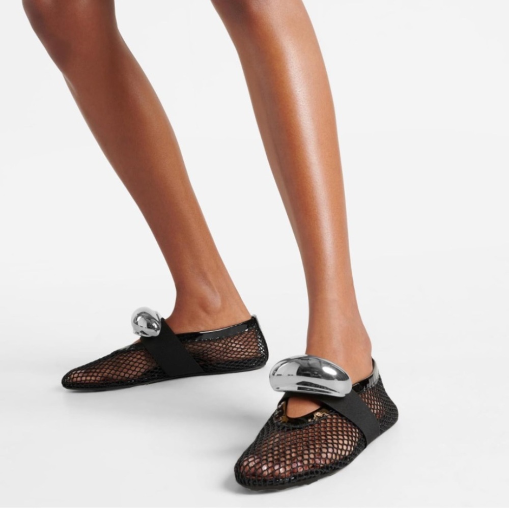 Chic Black Mesh Mules with Silver Accent